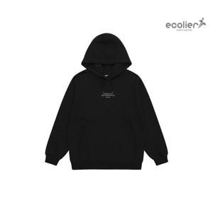 [에꼴리에]남자 겨울이월 심플자수 블랙 스트링후드티(23D1404)_