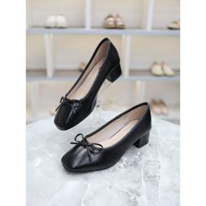 [블리아르]소가죽 리본장식 여성 청키힐 펌프스 4cm BLMD500489_