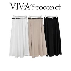 [비바앤코코넛]플레어 벨티트 롱 스커트 PNE2SK12NK5