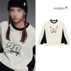 [에꼴리에]여자 겨울이월 립배색블록코어맨투맨티(24RT453)_CC