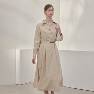 [리안뉴욕][리안뉴욕] 플레어 셔츠 랩 원피스_라이트베이지