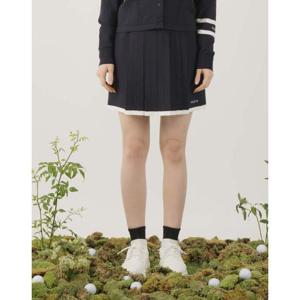 헤지스 골프 여성 25SS 네이비 여성 라인배색 니트 스커트 HWSK5A212N3