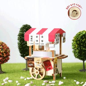 DIY 나무 모형 조립 키트 태엽 오르골 분식 포장마차 YM-952