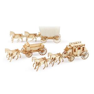 DIY 나무 모형 조립 키트 HO 웨스턴 마차 세트 YM627