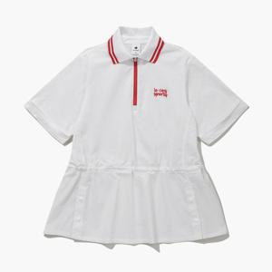 [르꼬끄골프] 여성 중기장 우븐 반집업 티셔츠 (GQ122LTS36)