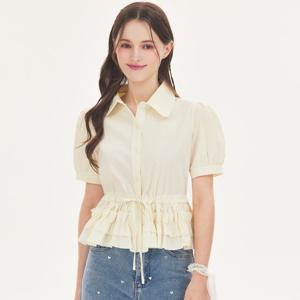 FOCUS  프릴 티어드 페플럼 블라우스 PBBF5M1BL5071