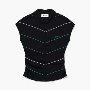 [르꼬끄골프] 여성 라인 배색 슬리브리스 카라 스웨터 (GQ122LKP34)