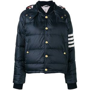 톰브라운 사선완장 후드 다운패딩 MJD061X 네이비