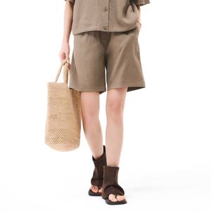 여성 린넨라이크 4부 팬츠-ECRG2572E08