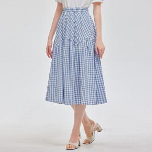 FOCUS  깅엄 체크 밴딩 롱 스커트 PBINF5M3SK8201