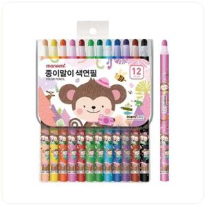 모나미 모니주 종이말이색연필 12색 여아용 1개