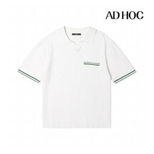 [애드호크]남성 반팔 칼라팁 배색 카라 니트(HZ4SK40)