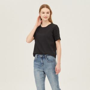 [베네통]트위드 배색 티셔츠_BATS92431