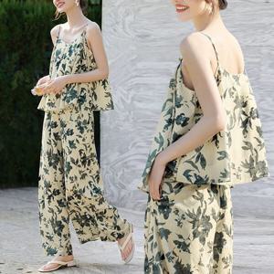 [몽벨리즈]2종세트/팜트리블라우스+와이드팬츠세트 mde2302097