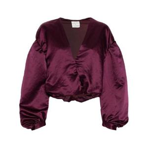 25 FW 포르테포르테 V넥 새틴 크롭 블라우스 12878MYSHIRT TP432175499