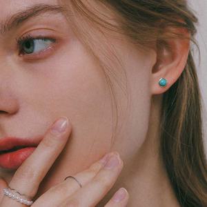 제이로렌 라운드 터키석 미니 실버 귀걸이 M03960