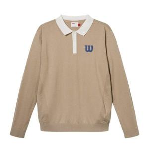 윌슨긴팔티 JQS W241001GPL22-BEG 남성 카라형 긴팔 스웨터