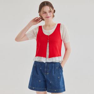 FOCUS   2SET 써머 반팔 니트+레이스 조끼 PBBF5M1KT2251