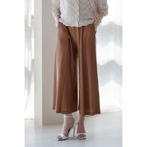 [요이츠]패널 플리츠 와이드 팬츠_YJ05WNPSL06_BR1