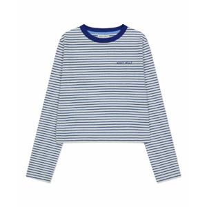 와키윌리긴팔티 KQJ WA2501LT62SB 우먼스 스트라이프 롱슬리브 티셔츠 스카이블루