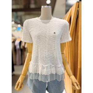 ab.fz 프릴 레이스 배색 반팔티셔츠 (ABXZ3HK33H) US