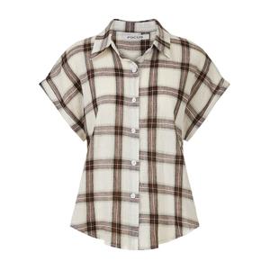 FOCUS  롤업 슬리브 체크 블라우스 PBVFF5M1BL5531