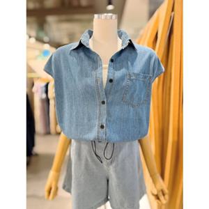 ab.fz 스트링 데님 캡소매 반팔 셔츠 (ABXZ3HB43H) US