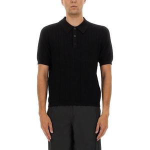 발망 블랙 반팔 텍스처 니트 폴로 FH1GB067KI63 0PA