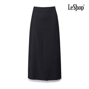 [르샵]밑단 레이스 백 트임 롱 스커트 (BP7SK011A)