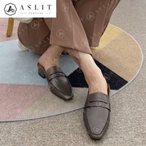 [애슬릿] 천연 소 가죽 스퀘어 토 페니 블로퍼