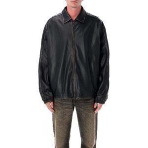 디젤 블랙 집업 칼라 인조 가죽 재킷 A192790LHBE 9XX