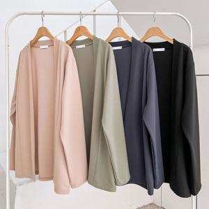 남자 여름 링클프리 오픈넥 긴팔 가디건 5C-CA-Q013-다크그레이