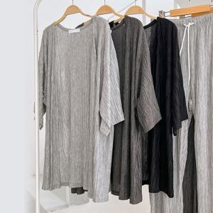 남여공용 여름 주름 웨이브 오픈 반팔 가디건 5C-CAH-Q024-블랙