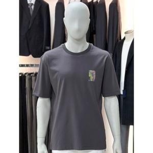 [바쏘옴므]차콜_레터링 & 프린팅 라운드 반팔 티셔츠 WSY2KR51A