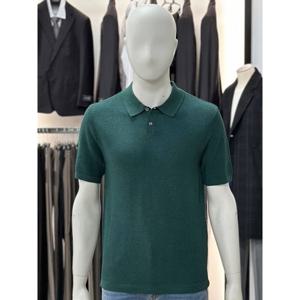 [바쏘옴므]그린_면 혼방 와플 카라 반팔 니트 WSY2WT12A