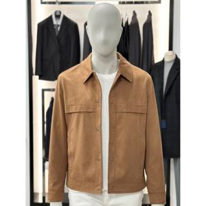 [바쏘옴므]베이지_비건 래더 스웨이드 카라 점퍼 WSY5GU34A