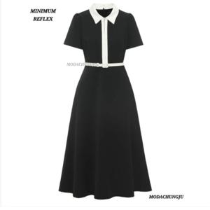 [미니멈]MD 카라 배색 집업 플레어 원피스 MD MMYBAWO6070_CJ