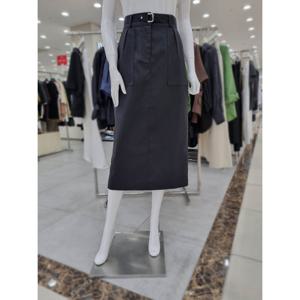 [더아이잗]사각 포켓 H라인 벨티드 스커트 IP8M0SK721BK10_DJ