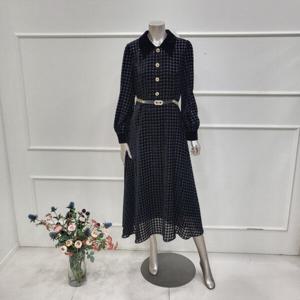 [미니멈]MXDAWO8190BK 벨벳배색 카라 롱 원피스_JK