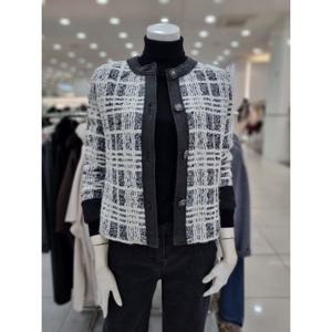 [더아이잗]울 배색 라운드 니팅 재킷 IMBA0JK09390_DJ