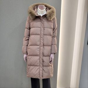 [꼼빠니아]폭스후드 슬림 덕다운 롱 패딩 CAEW1-WIH150_IC