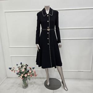 [미니멈]MXDAWO1030BK 트위드 글로우 카라 플레어 원피스_JK