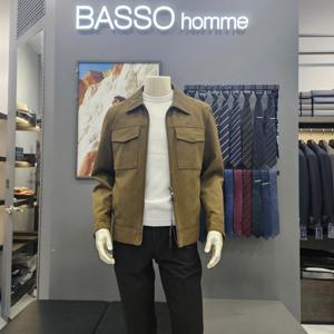 [바쏘옴므]심플 스웨이드카키간절기카라점퍼WSY5UA23_OD