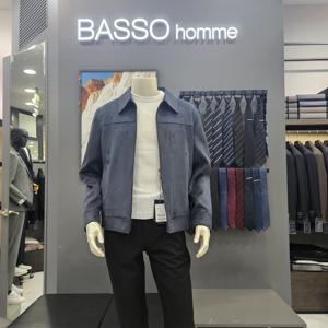 [바쏘옴므]심플 스웨이드 블루간절기카라점퍼WSY3GU36_OD