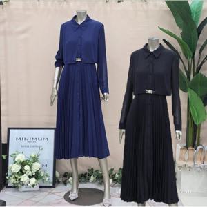 [미니멈]MD 카라넥 시스루 레이어드 플리츠 원피스 MD MYBAWO431