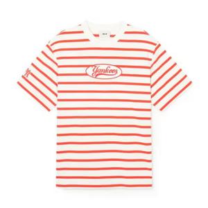 MLB 바시티 스트라이프 오버핏 반팔 티 A5 3ATSV1943 50CRS