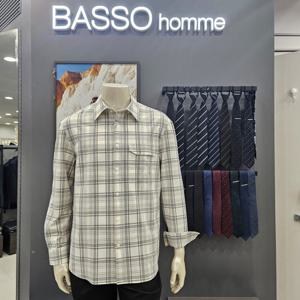 [바쏘옴므]심플 포인트배색세미오버핏체크패턴셔츠WSY3TT30_OD