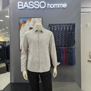 [바쏘옴므]심플 포인트배색면100%체크패턴셔츠WSY4TT52_OD