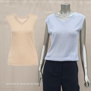 [미니멈]MD 비즈 펄 브이넥 민소매 티셔츠 MD MYBAJI5200 M_CJ