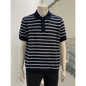 [바쏘옴므]WSZ2WT43A 다크네이비 면스판 반팔 카라 니트_CA